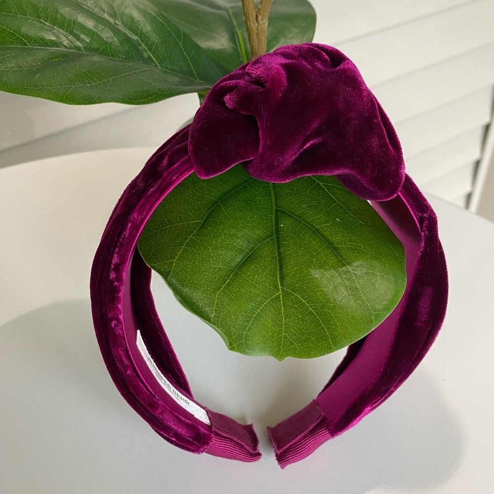 Jennifer Behr Velvet Headband in Rich Purple - Picture 2 of 5